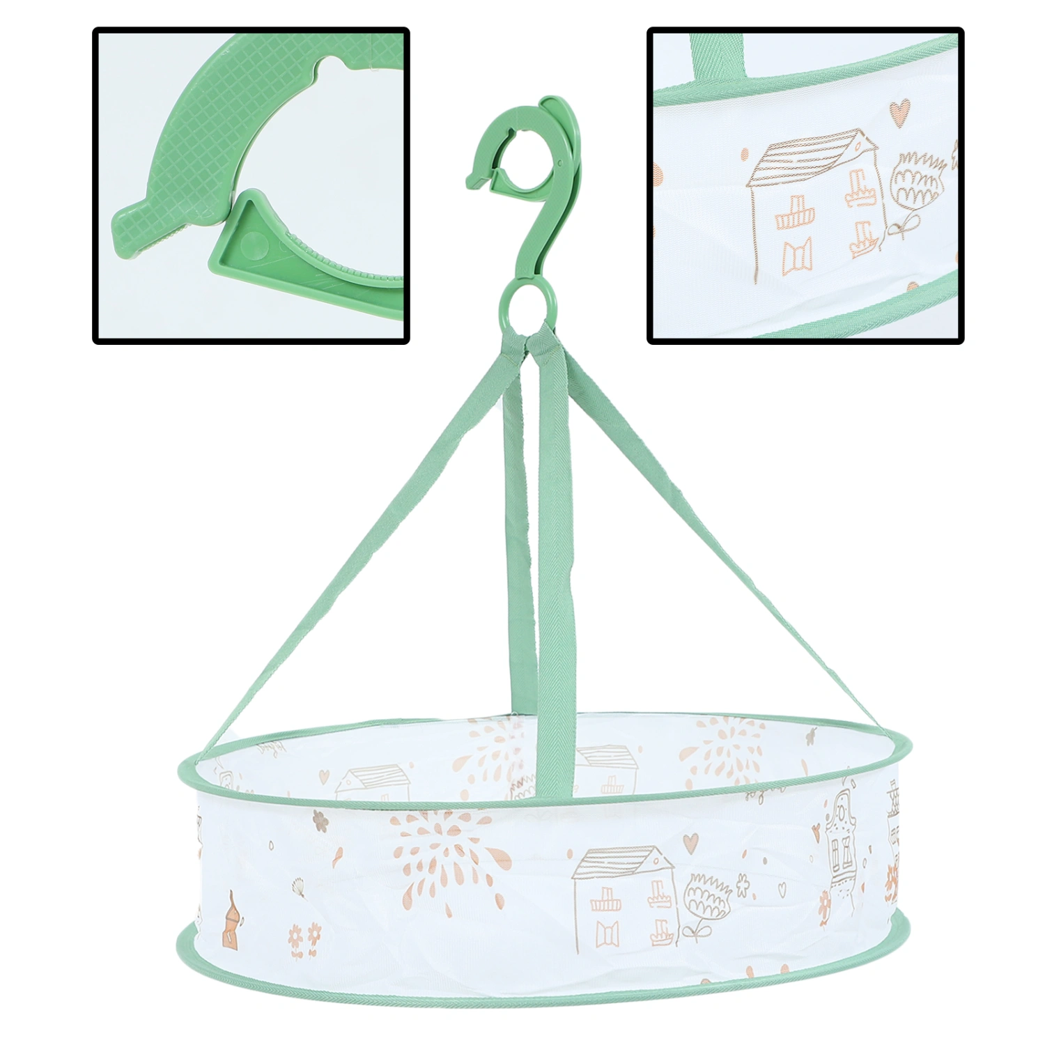 1pc Clothes Dry Hanger Basket Foldable Hanging Basket Laundry Clothes Basket (Green)