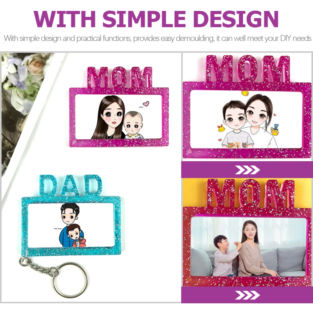 2pcs Mom Dad Keychain Resin Molds Silicone Keychain Molds Epoxy Resin Mold