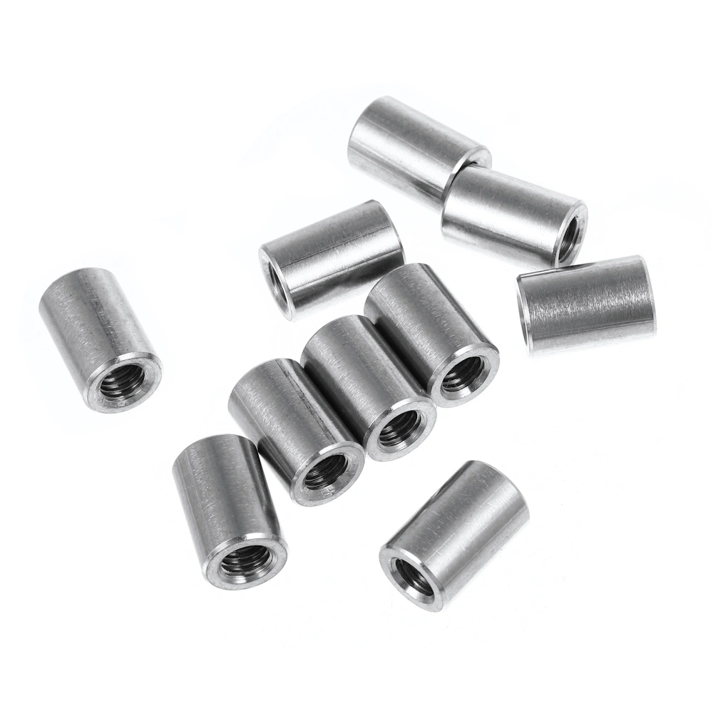 10 Pcs Round Connector Nuts Stainless Steel Coupling Nuts Rod Bar Stud Nuts