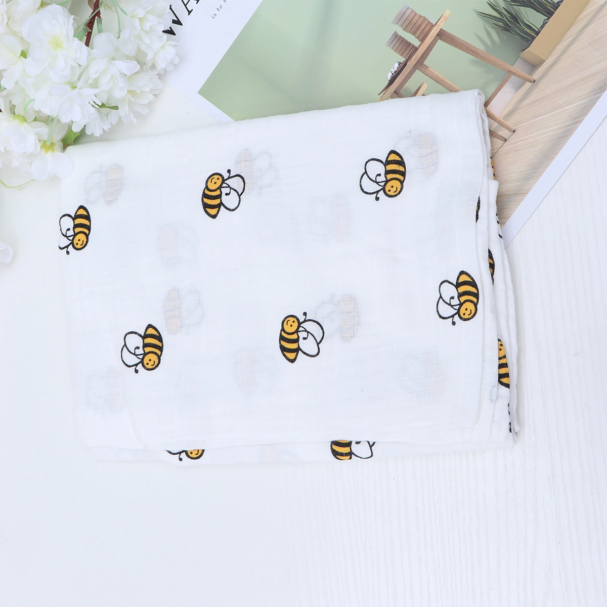 Cotton Wrapped Towel Bee Pattern Blanket for Newborn Baby Infant