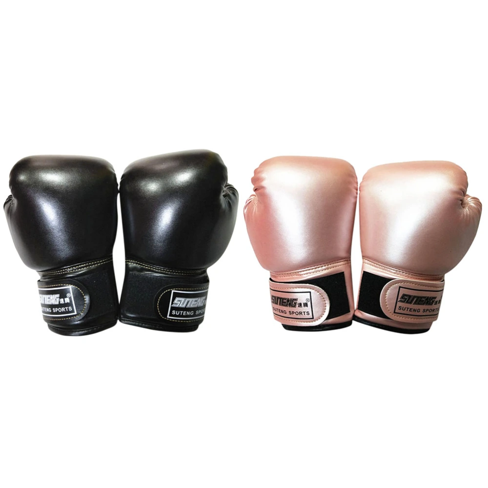 1 Pair Children Boxing Gloves Pearly Lustre Pure Color Boxing Gloves Sponge Forming Liner Boxing Gloves Stylish Boxing Sandbag Gloves for Kids Wearing Black