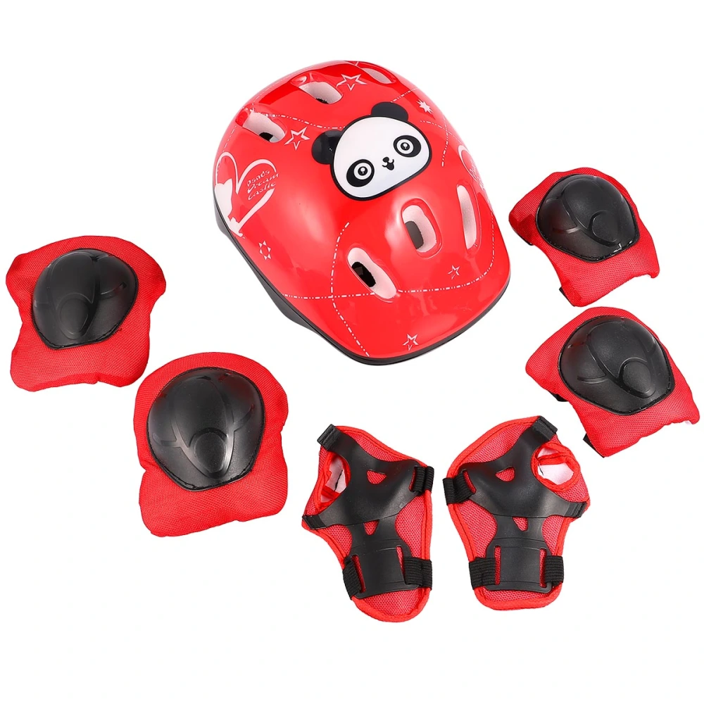 1 Set 7 Pcs Kids Outdoor Sports Protective Gear Safety Pads Set Protector Set For Children Sports (Red)