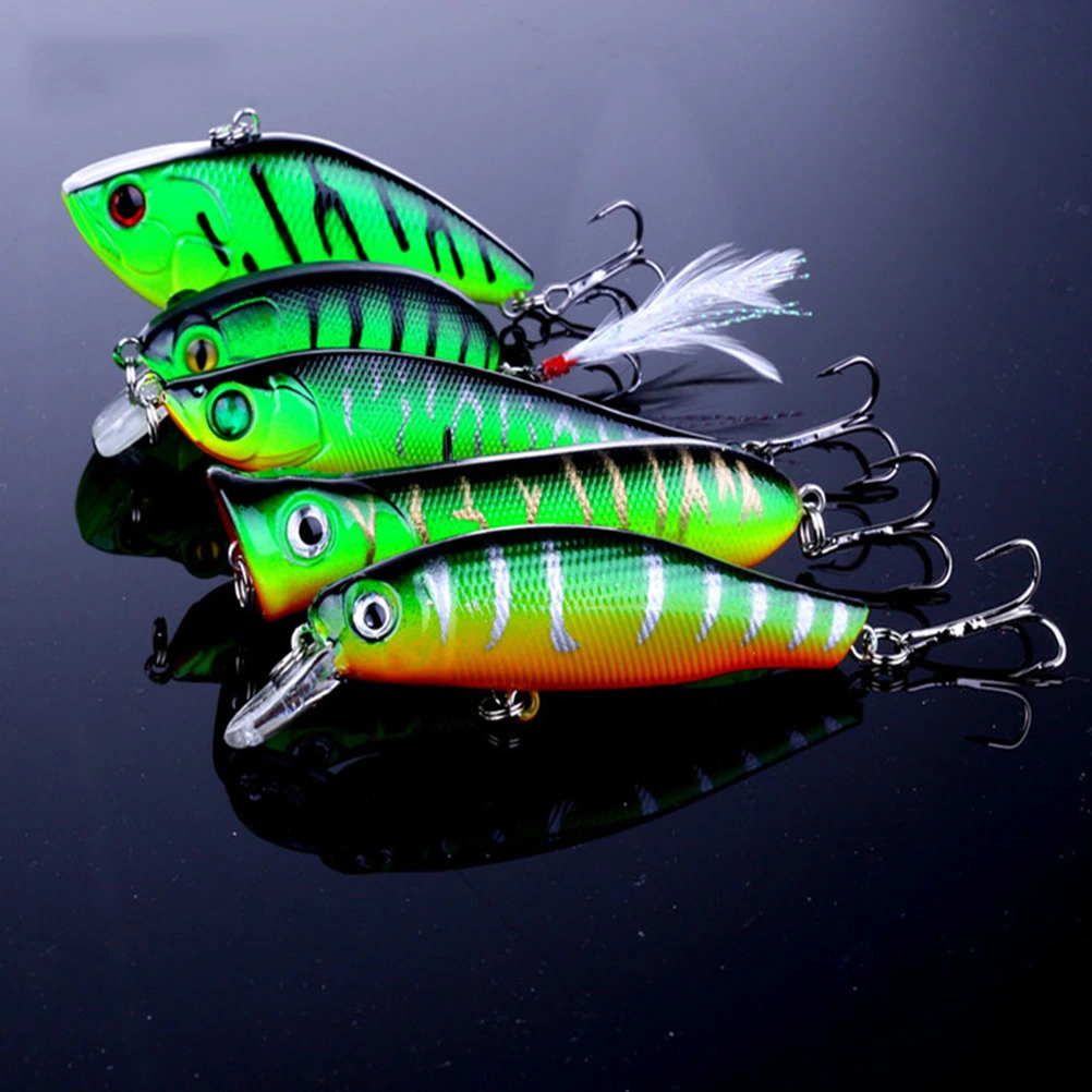 5PCS/1 Box Fish Baits Fishing Lures Artificial Bait Long Shot Fishing Lure Outdoor Fishing Accessory (Green)