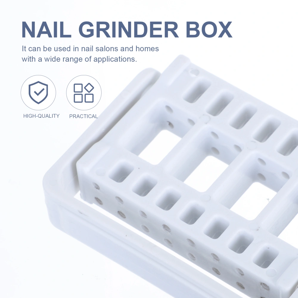 1Pc Nail Polishing Bit Box Dustpoof Nail File Holder Grinding Head Socket White