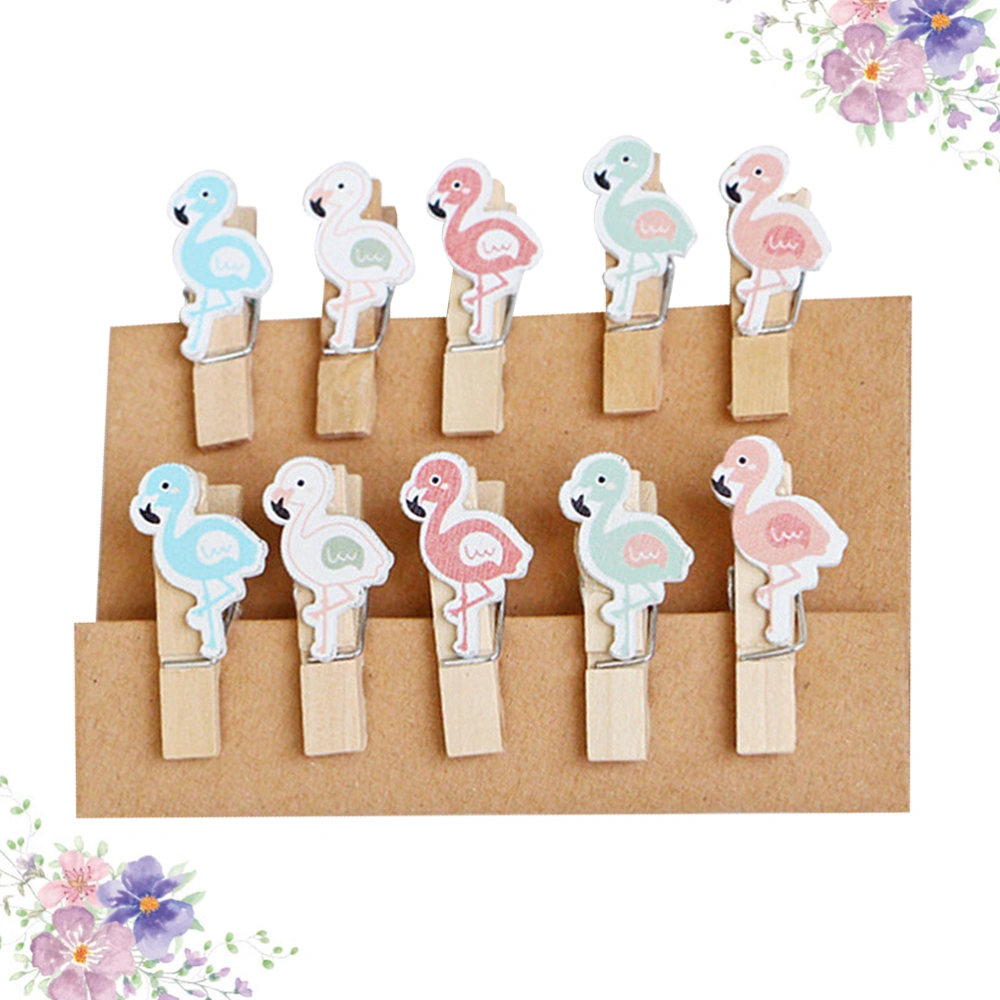 50Pcs Photo Pegs Flamingo Photo Clips Adorable Memo Clip Note Clamp Mini Clothespin Random Color