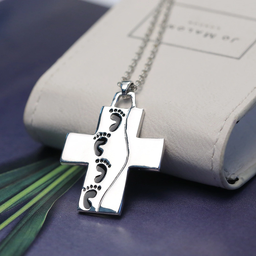 Reversible Cross Pendant Necklace Christian Jewelry for Men and Women (Silver)