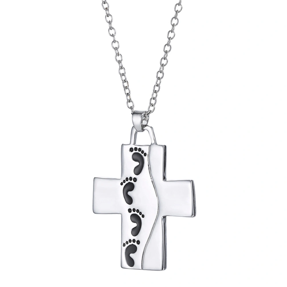 Reversible Cross Pendant Necklace Christian Jewelry for Men and Women (Silver)
