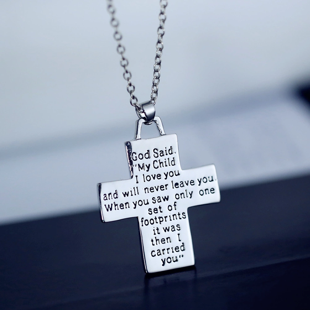 Reversible Cross Pendant Necklace Christian Jewelry for Men and Women (Silver)
