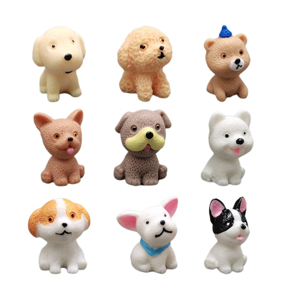 9pcs Dog Figurines Mini Puppy Figures Dogs Animals Toy Desktop Resin Decor