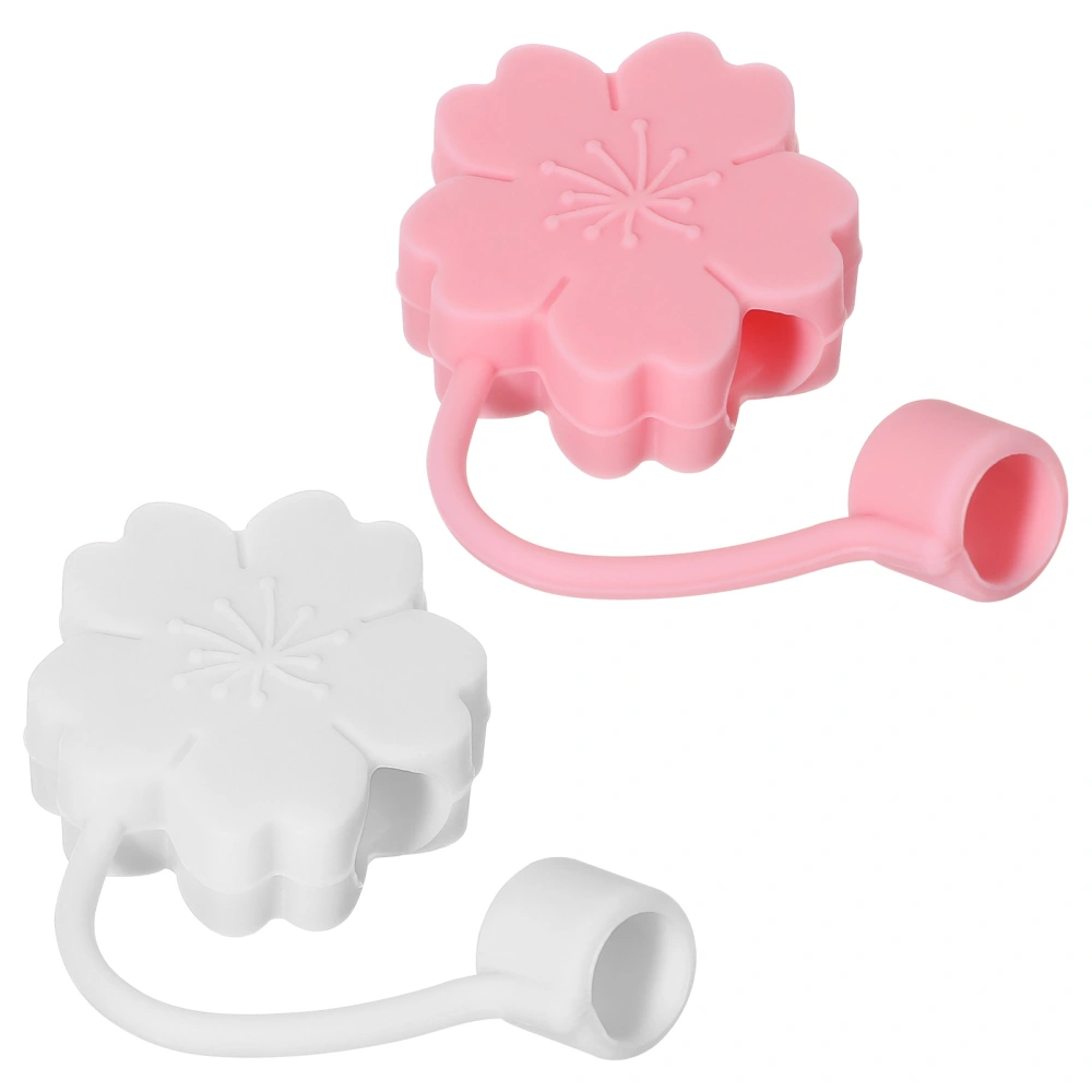 2pcs Straw Plug Silicone Straw Tips Cover Dustproof Straw Cover (pink and light pink)