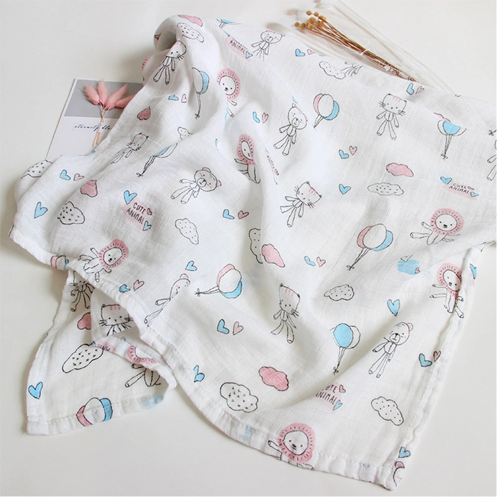 1pc Baby Swaddle Blankets Muslin Newborns Infant Shower Receving Blanket Cartoon Pattern for Infant