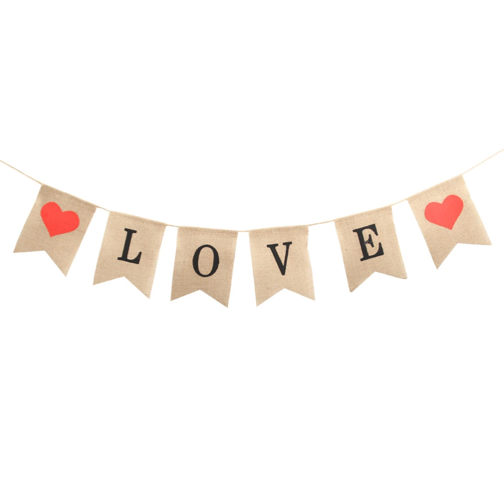 2.5M LOVE Burlap Banner Valentine's Day Bunting Banners Jute Flags Wedding Garland