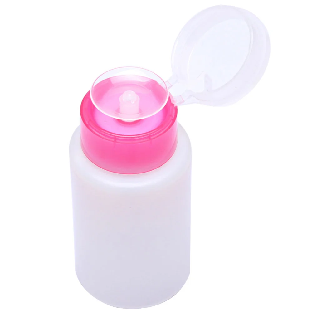 3Pcs 150ml Lockable Nail Polish Remover Bottle Plastic Liquid Press Pumping Dispenser Bottle Container(White Pink)