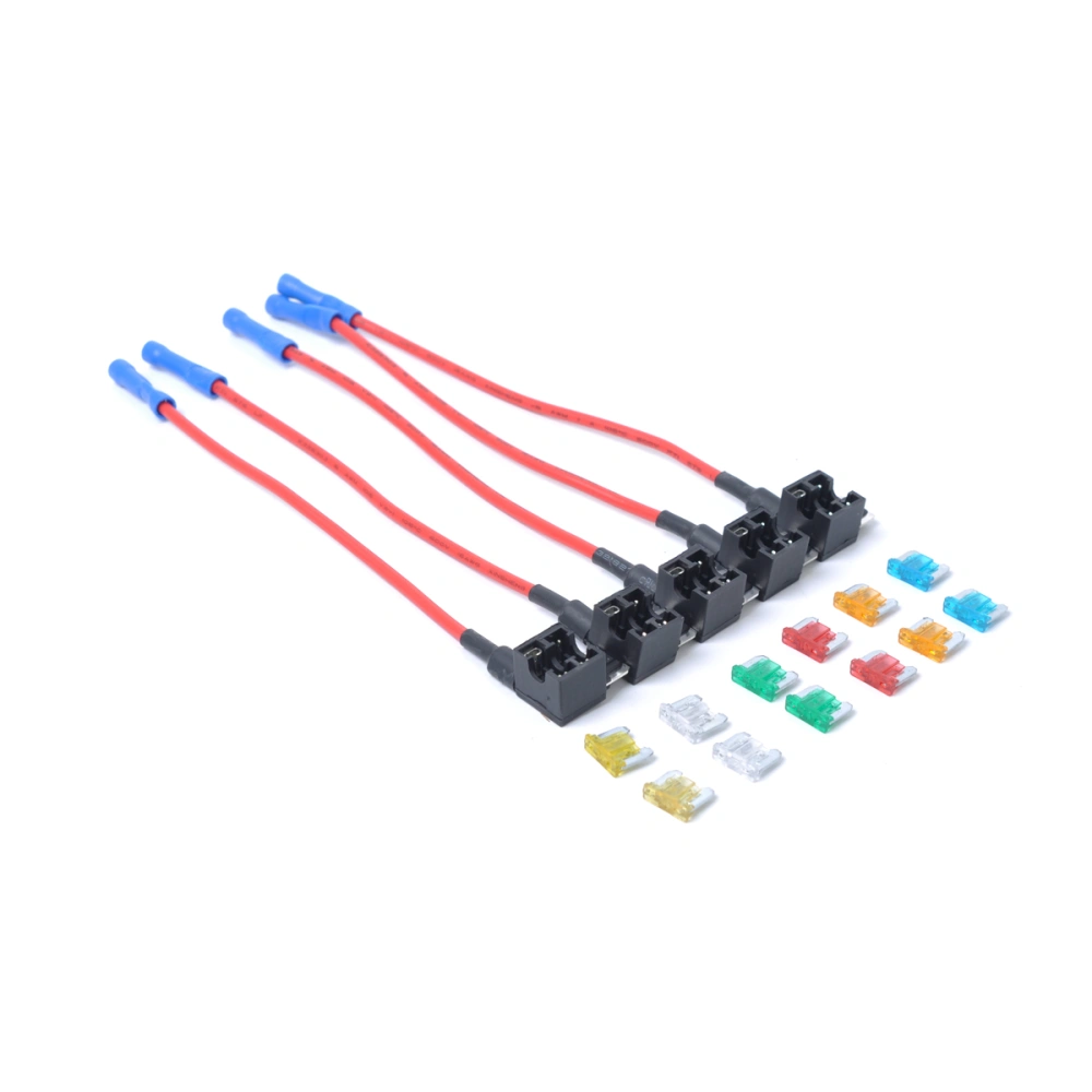 5 PCS 32V Mini Sized Car Fuse Holder Low Profile In-line Fuse Holder with 5A/10A/15A/20A/25A/30A Fuses (Black)