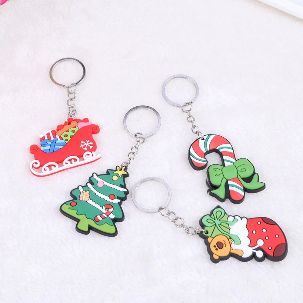 36pcs Christmas PVC Keychain Cartoon Keyring Hanging Pendant Key Chain Ornament (Random Style)