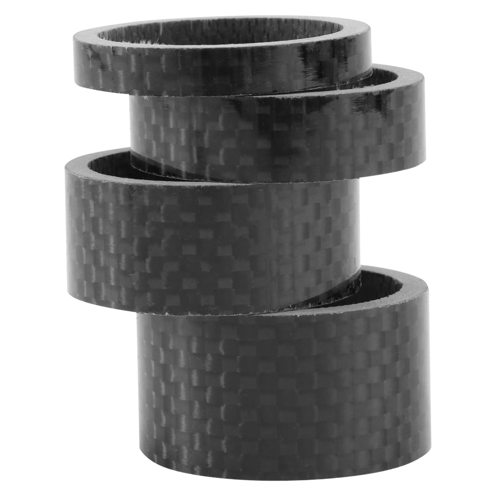 4pcs Different Sizes Full Carbon Fiber Bike Headset Stem Spacer Washers Gaskets 5mm /10mm /15mm /20mm (Black)