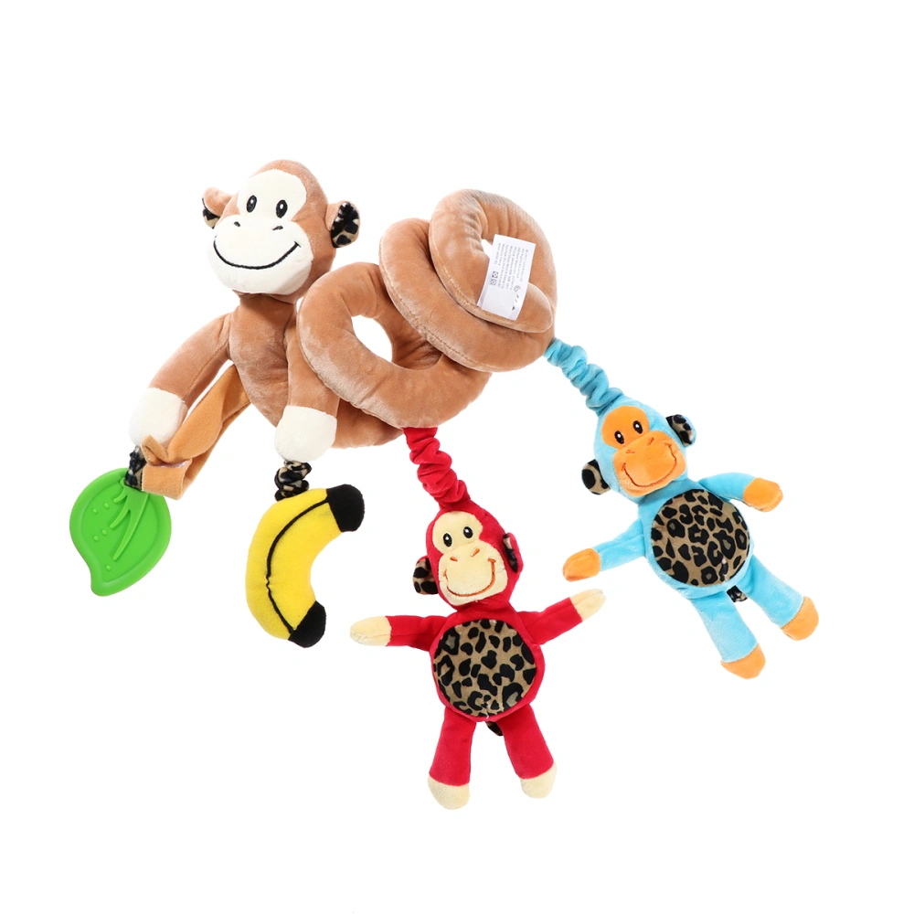 Monkey Design Infant Baby Activity Spiral Bed Stroller Toy Bed Musical Rattles Hanging Bell Crib Toy or Stroller Toy Wraps Around the Crib or Car Seat Travel Activity Toy for 0-36 Month