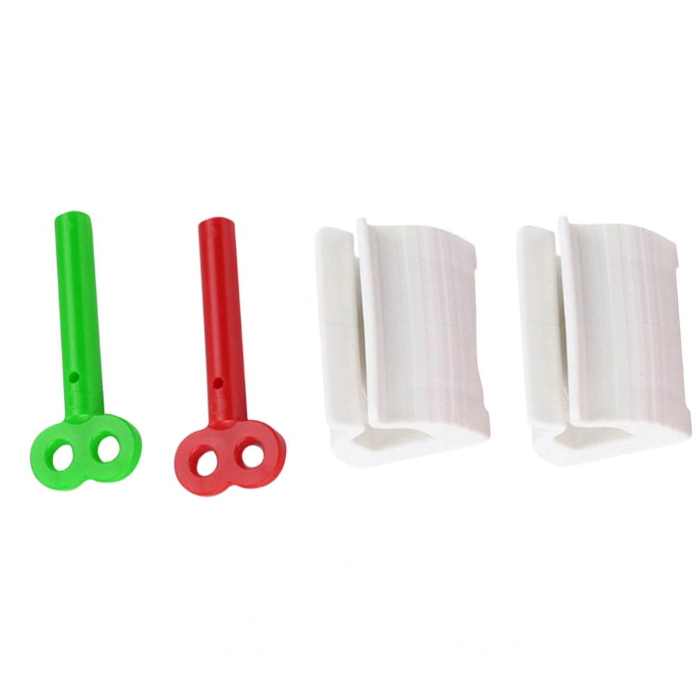 2 Pcs Manual Toothpaste Squeezers Rolling Tube Facial Cleansers Extruder Squeezesr Bathroom Accessories (Green + Red)