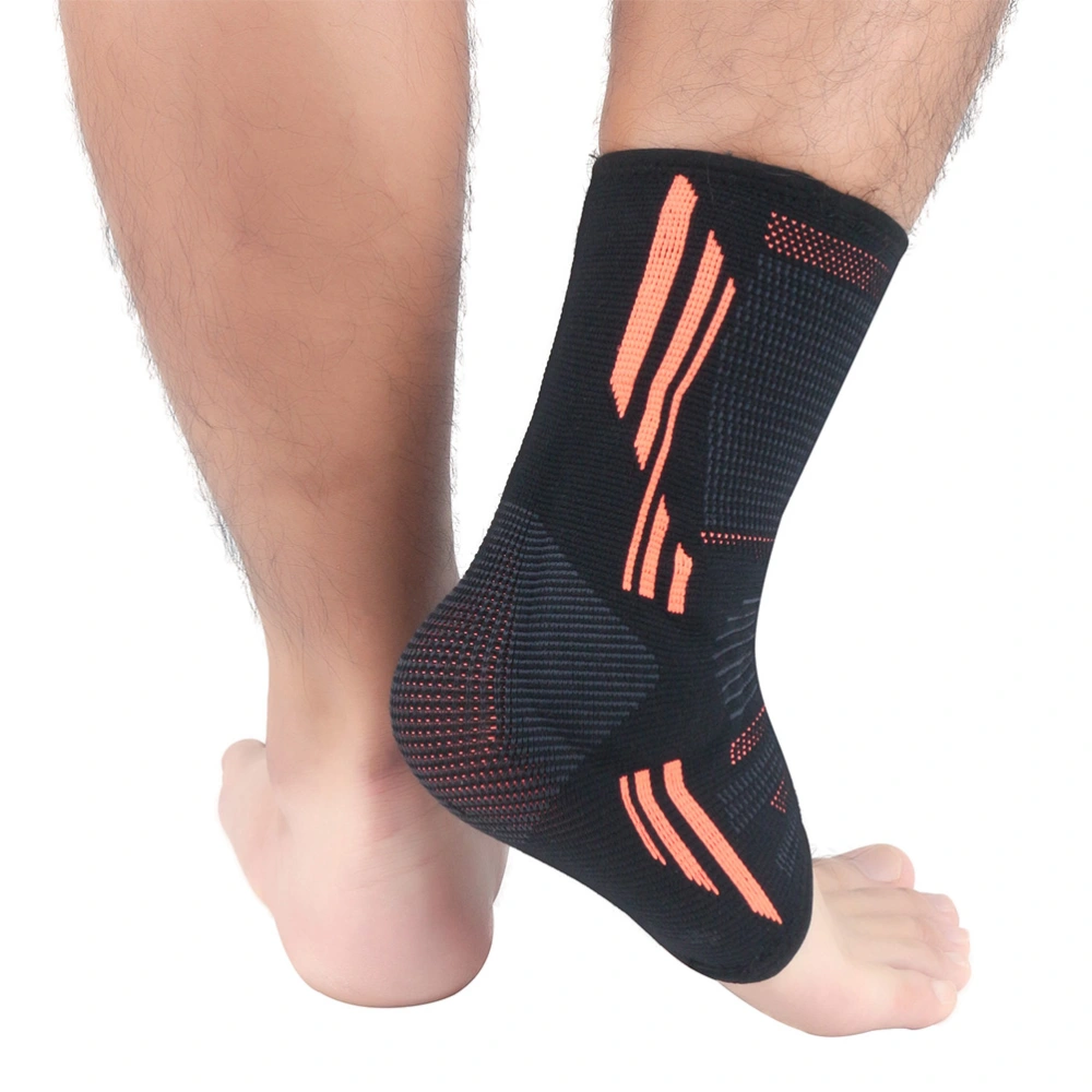 1PC Ankle Protective Braces Sports Ankle Guard Sprain Proof Ankle Cover Breathable Ankle Support Sleeve for Men Women Sports (Size L Black+Orange)