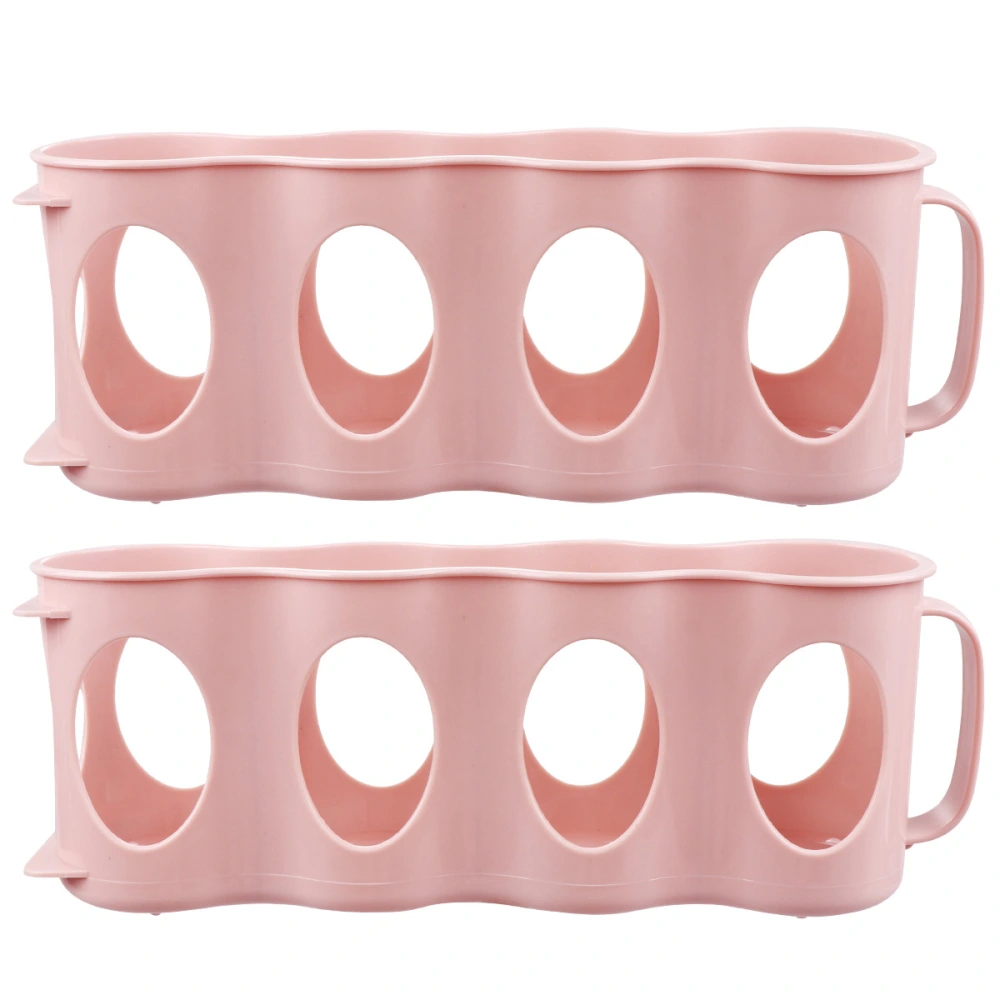 2PCS 4 Section Beverage Can Organizer Hand Pull Type Refrigerator Holder Plastic Storage Box (Watermelon Red)