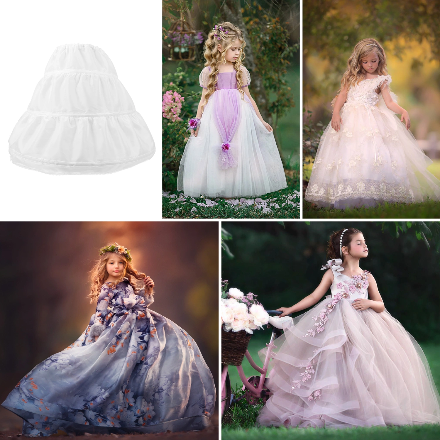 Kid Costume Underskirt Dress Hoops Petticoat Dress Crinoline Bubble Skirt Petticoat for Kids Girls