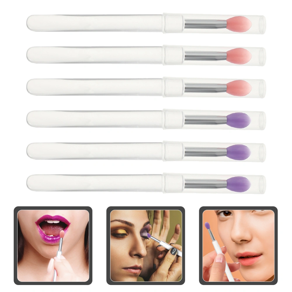 6pcs Silicone Lip Brush with Caps Lip Mask Lip Gloss Applicators Eyeshadow Brush