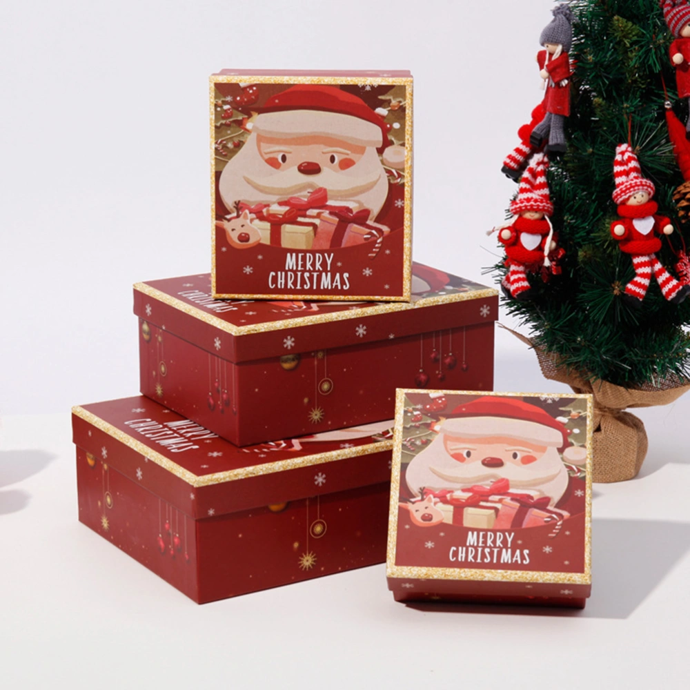 3Pcs Christmas Santa Claus Pattern Gift Chocolate Boxes Ivory Board Candy Favor Boxes for Christmas Party