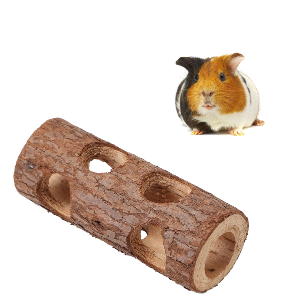 20cm Solid Wood Tunnel Tube Toy For Hamsters Mouses Forest Hollow Tree Trunk Teeth Grinding For Rabbits Cats Dogs