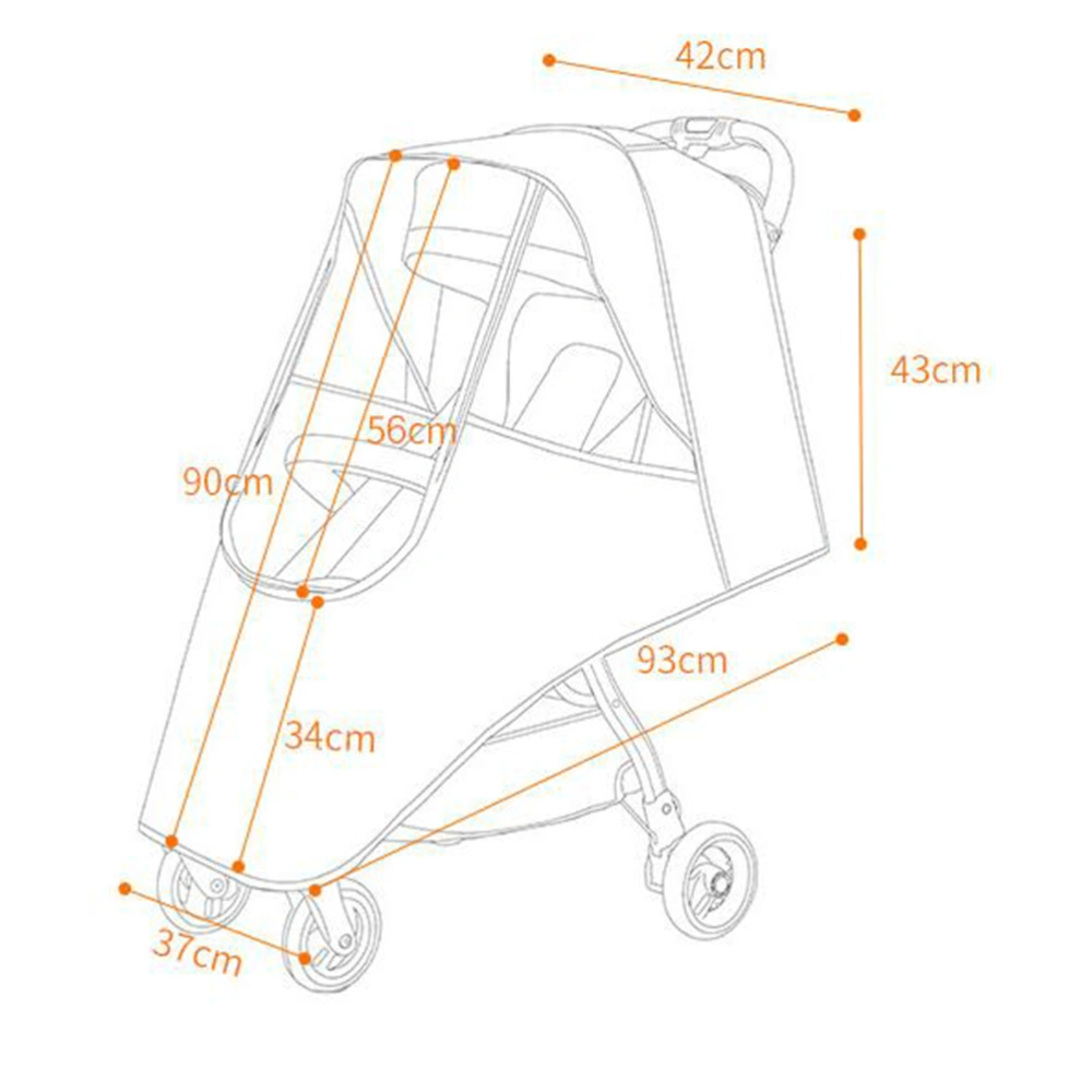 Windproof Baby Stroller Cover Dustproof Stroller Rain Cover Spittle-proof Stroller Cover for Outdoor Outside (Grey, without Stroller)