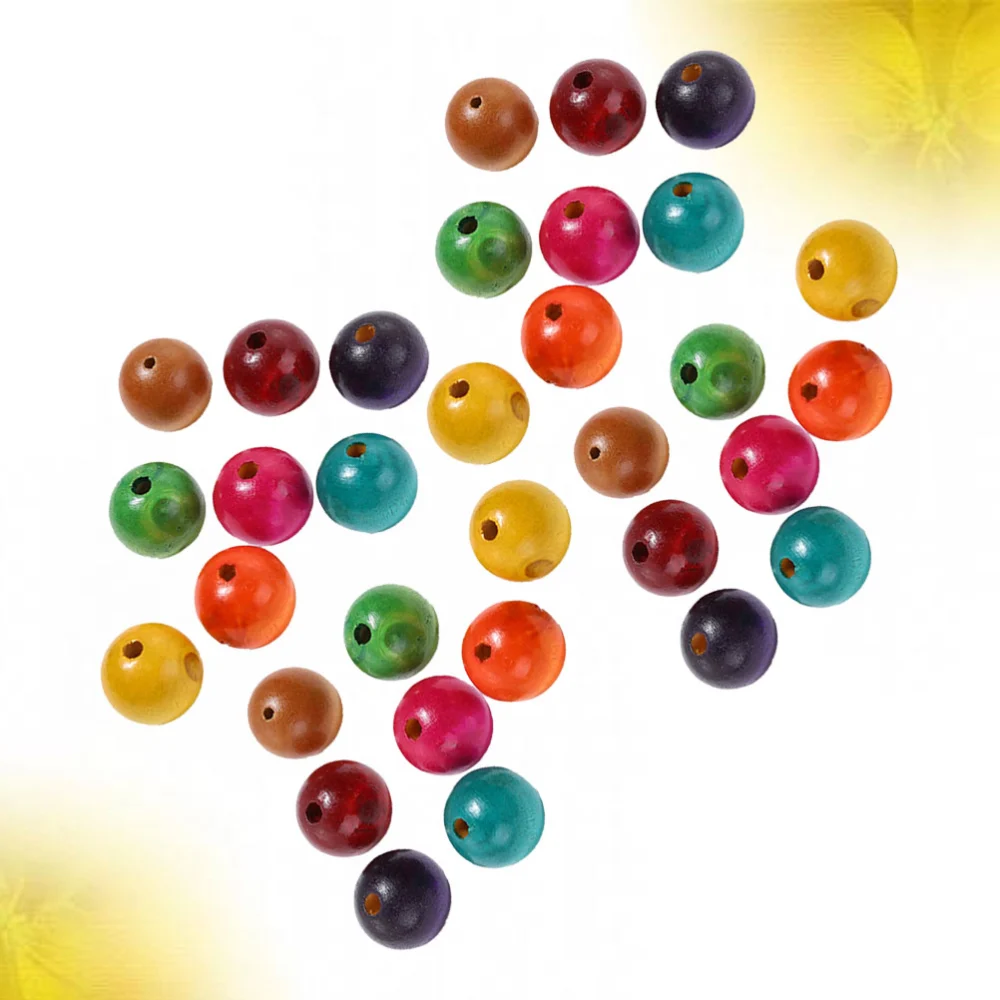 800pcs Colored Wooden Beads Round Beads DIY Craft Beads Creative DIY Jewelry Accessories for Home Kids (6mm Diameter)