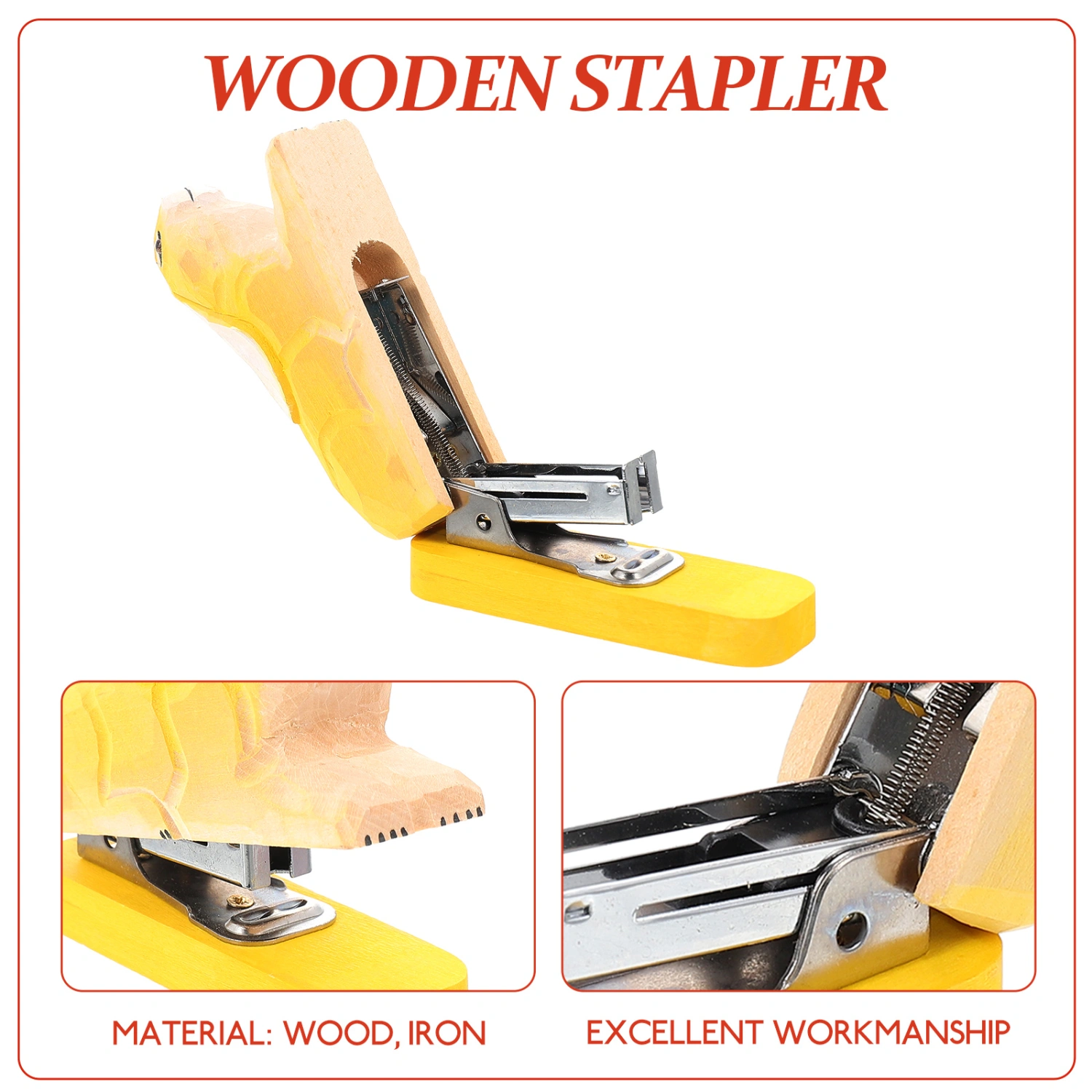 Office Supply Handmade Stapler Small Stapler Wooden Animal Stapler Statue Sculpture