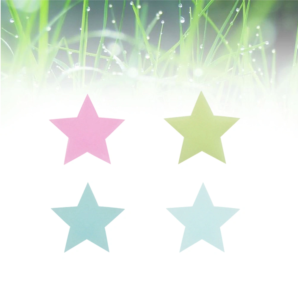 100pcs Luminous Wall Sticker Glow in the Dark Star Shaped Fluorescent Wall Decal Home Decor Kids Room Decoration (Four Color Mixed)