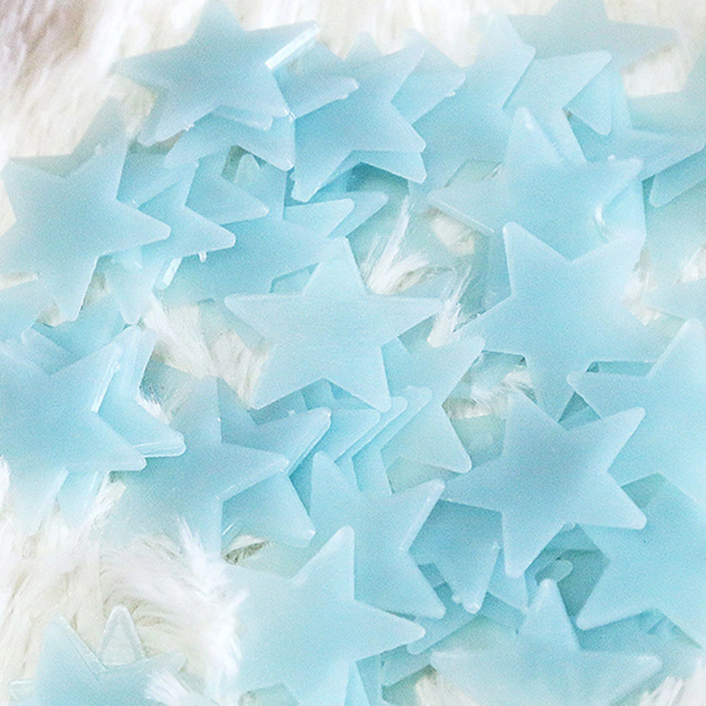 100pcs Luminous Wall Sticker Glow in the Dark Star Shaped Fluorescent Wall Decal Home Decor Kids Room Decoration (Four Color Mixed)