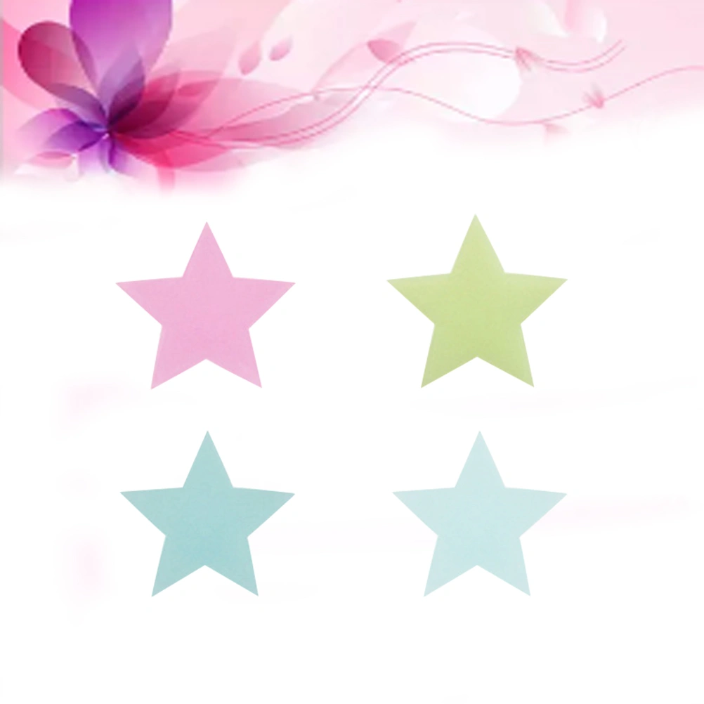 100pcs Luminous Wall Sticker Glow in the Dark Star Shaped Fluorescent Wall Decal Home Decor Kids Room Decoration (Four Color Mixed)