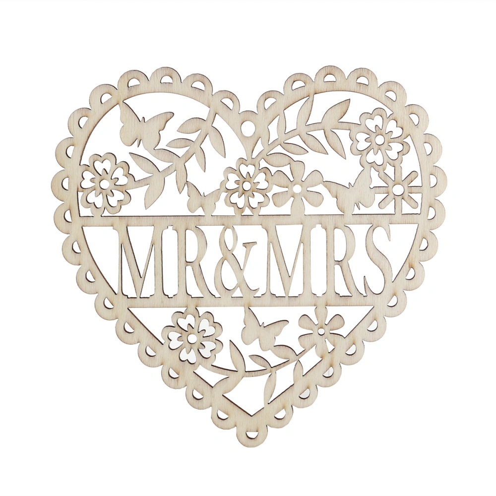 Mr and Mrs Heart Shaped Wood Hollow Hanging Pendants Ornament