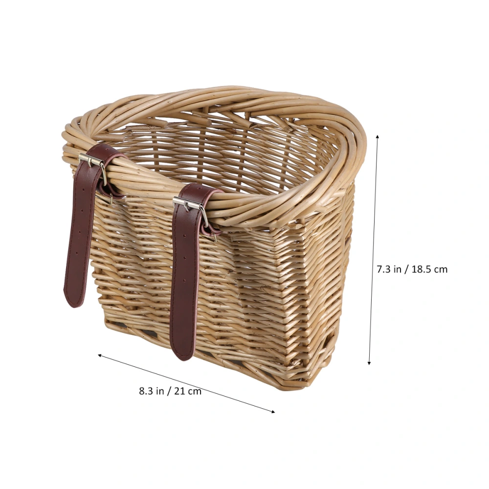 Detachable Front Handlebar Basket Handmade Natural Rattan Bike Kid Storage Basket