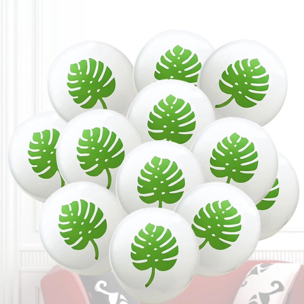 12pcs 12inch Monstera Printing Balloon Decoration Latex Balloon Party Supplies for Wedding Birthday Hawaii Luau Party Summer Party Holiday