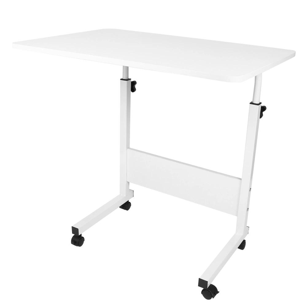 1pc Laptop Table Foldable Movable Bedside Desk Multifunctional Laptop Stand Lifting Side Table for Home Room (60x40 cm White)