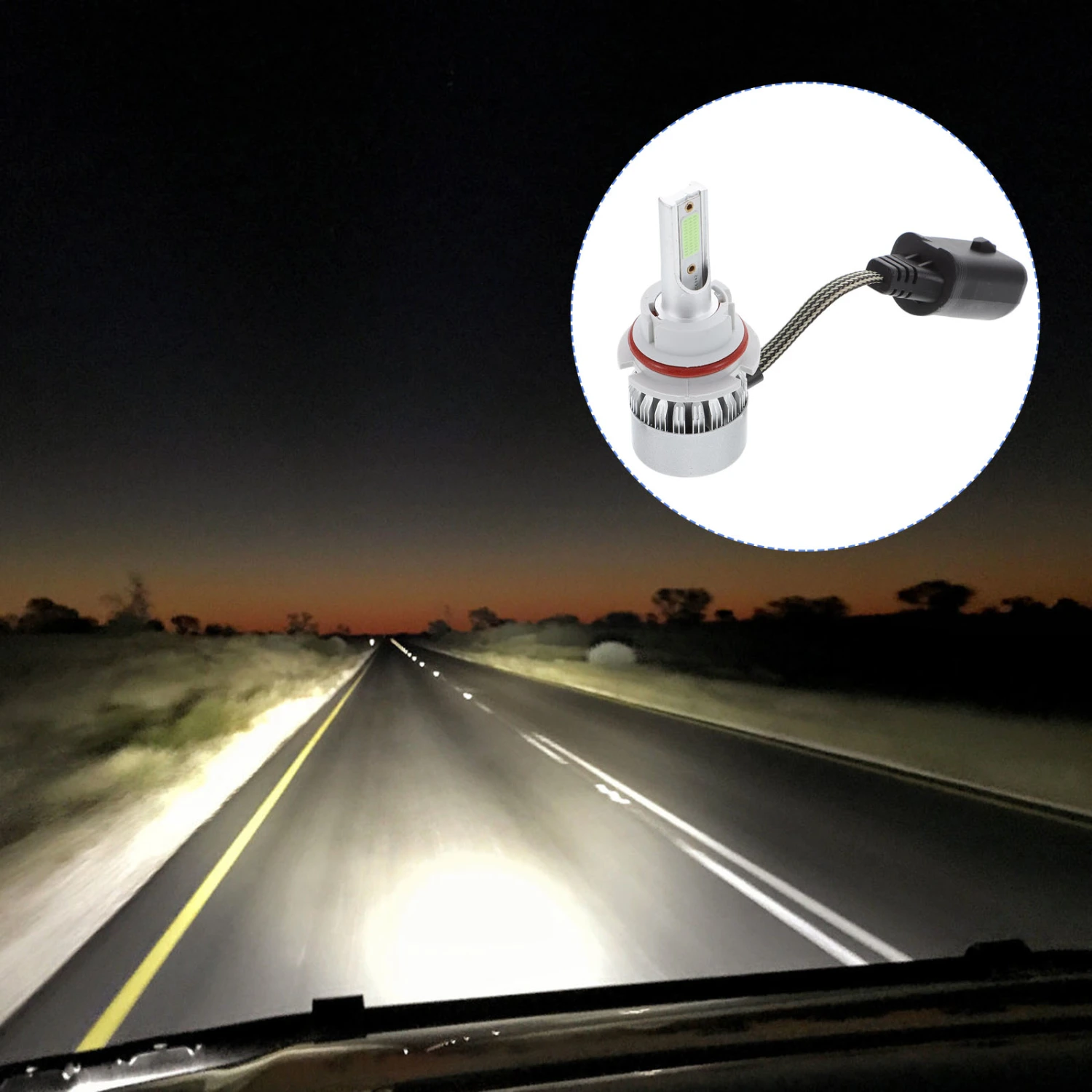 2pcs LED Spotlight Headlight 9007 LED Headlight Bulbs High Low Beam Headlight