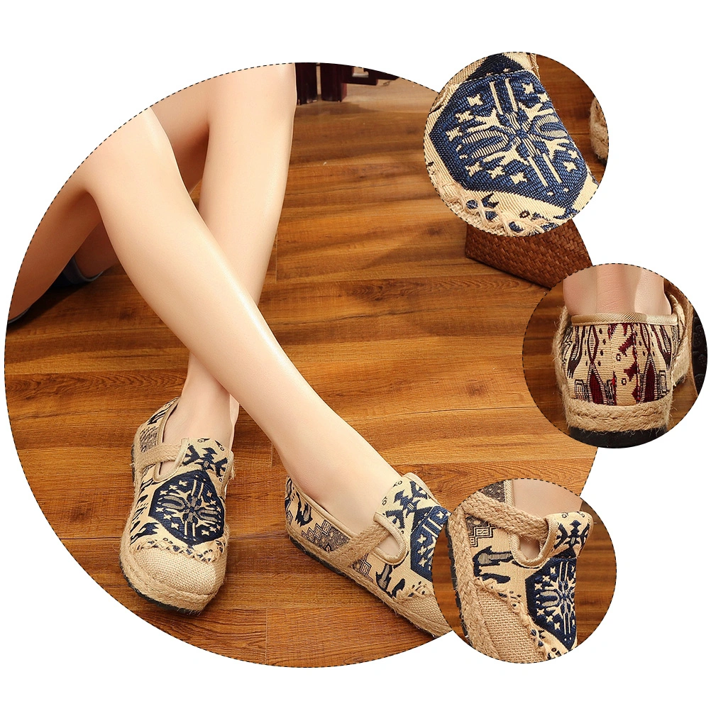 1 Pair Old Beijing Cloth Shoes Ethnic Style Casual Girl Cotton and Linen Shoes