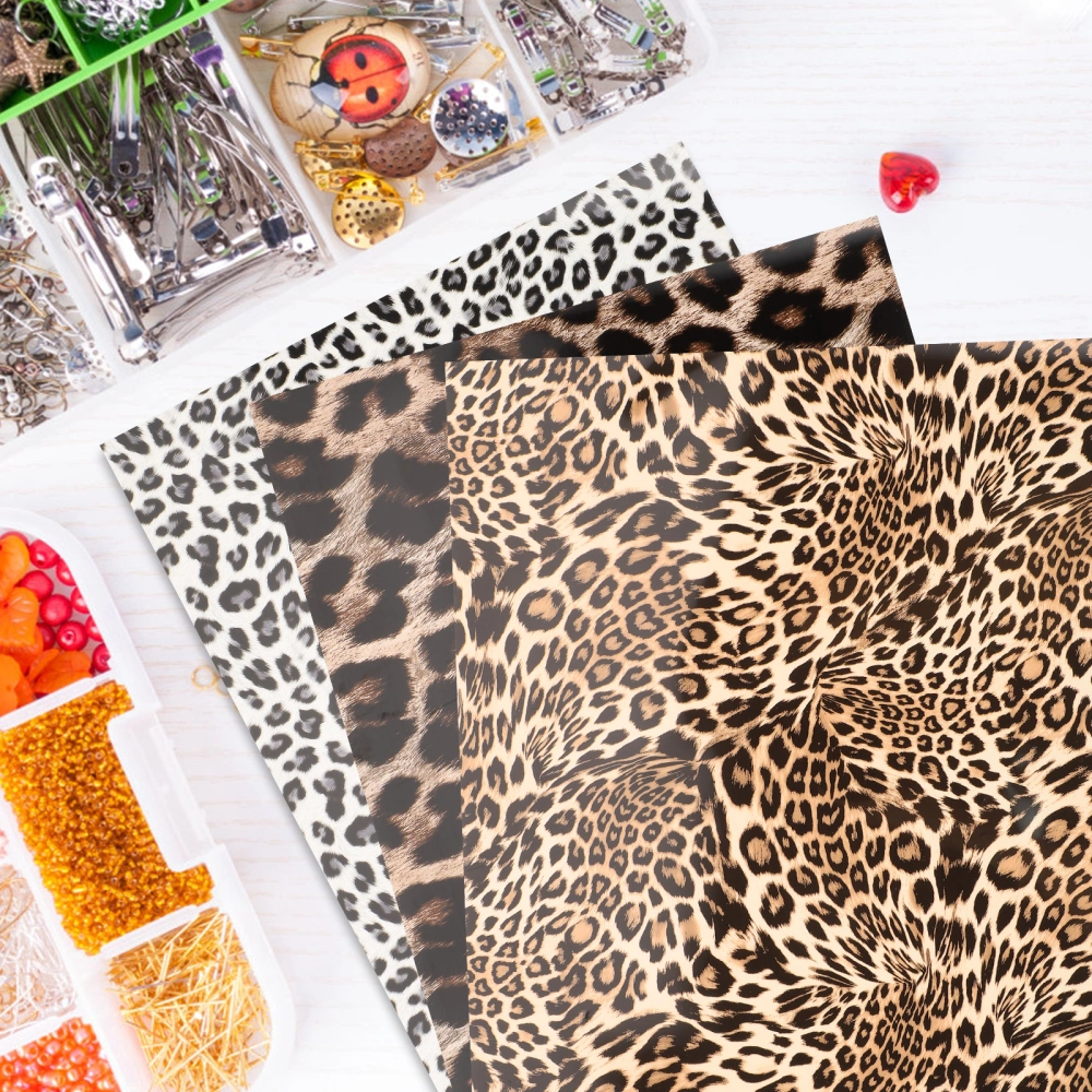 3Pcs Leopard Transfer Sheets Heat Transfer Film Delicate Transfer Film DIY Accessory (Mixed Style)