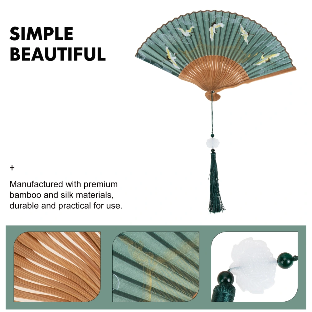 Retro Style Silk Fan Folderable Fan Chinese Style Fan Wall Decoration Costume Collocation Random Color