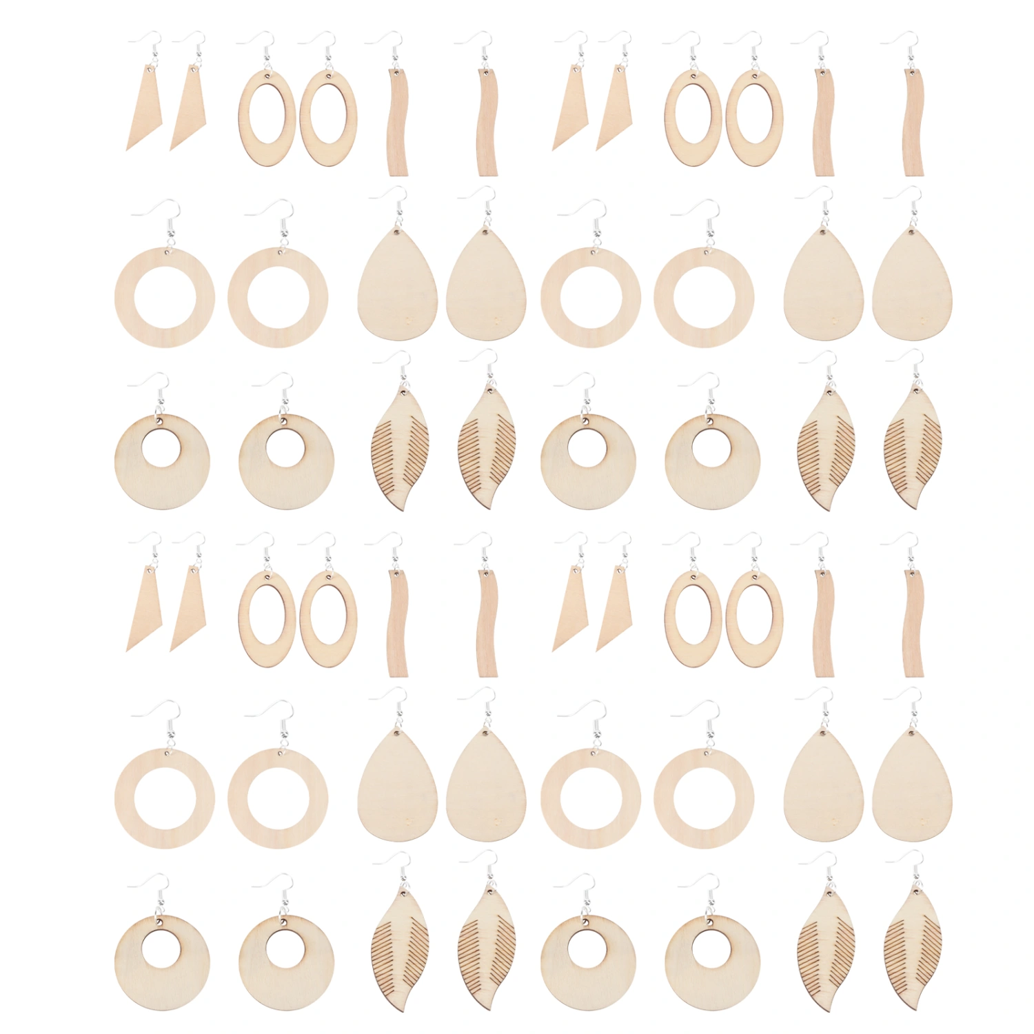 70pcs DIY Wood Earrings Kit Blank Earrings Handcraft Jewelry Making Kits