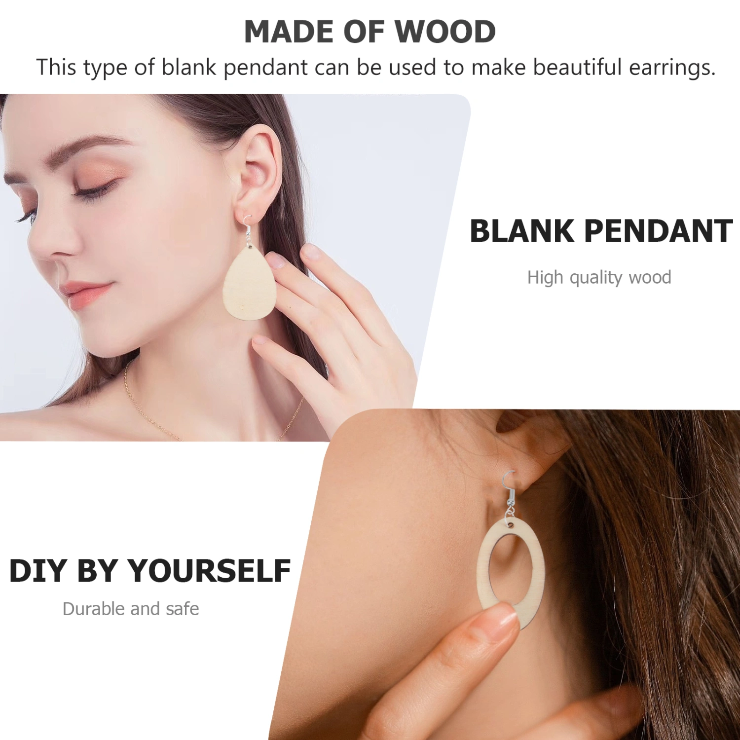 70pcs DIY Wood Earrings Kit Blank Earrings Handcraft Jewelry Making Kits