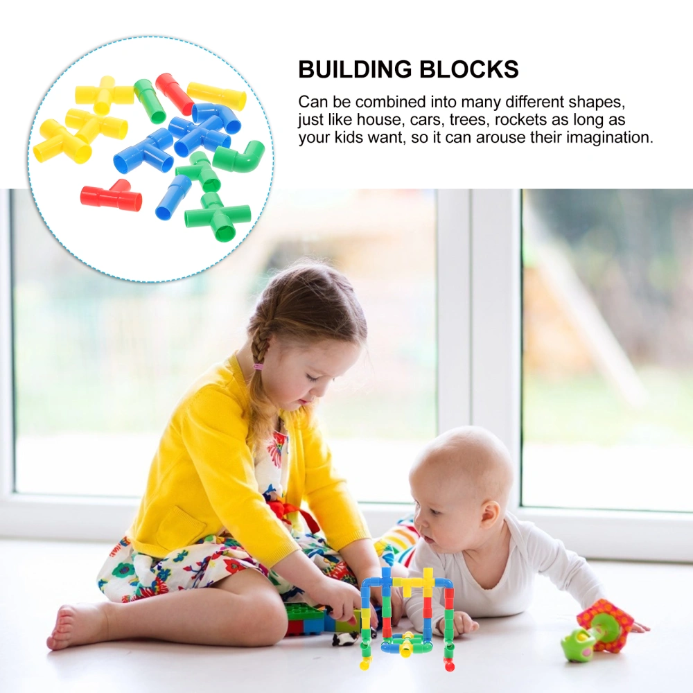 1 Set of Plastic Water Pipe Building Blocks Kids Educational Toy Piece and Insert Blocks Assorted Color