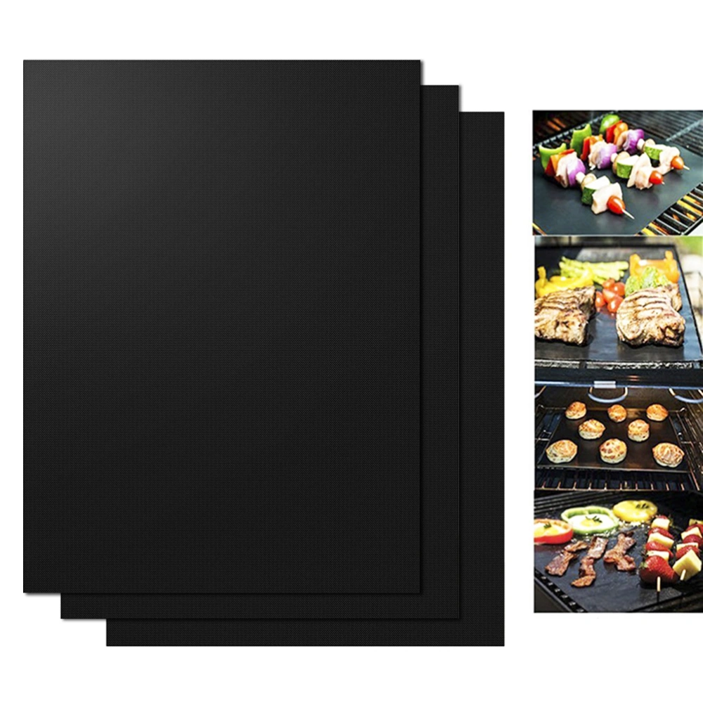 3pcs BBQ Oven Grill Mat Heat Resistant Non-Stick BBQ Grill Sheet Oven Pan Liners Baking Pad Mat