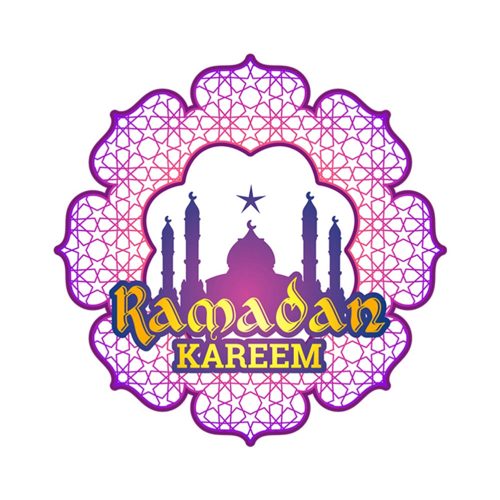 Celebrating Ramadan Wall Sticker Arabic Style Colorful PVC Removable Letters Art Wall Decal Muslim Culture Series Waterproof Mural Decor for Home Room