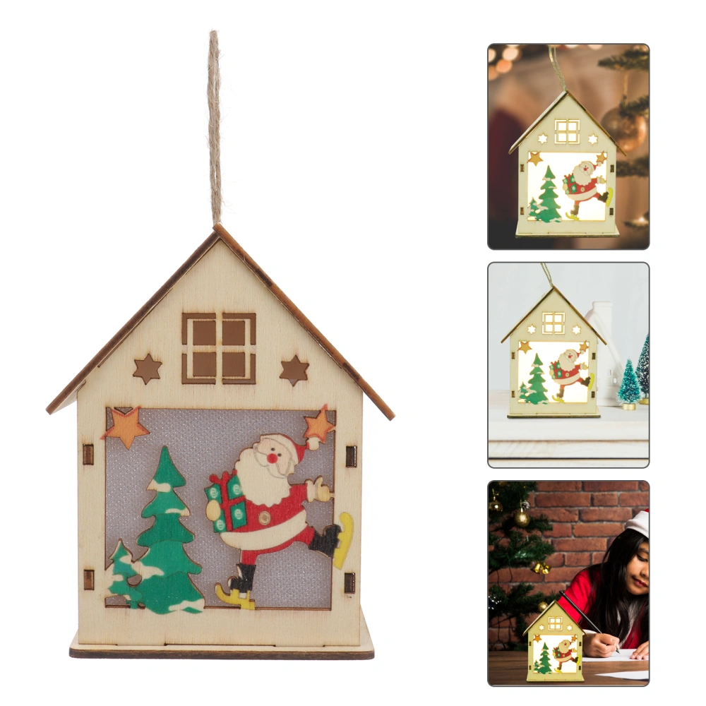 LED House Design Wooden Ornaments Mini Craft Wooden Decoration DIY Handcraft Gift Home Ornament Supplies Accessory