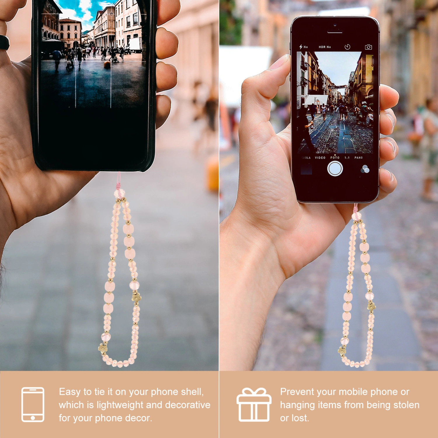 Glass Beads Mobile Phone Chain Phone Wrist Strap Anti-lost Phone Lanyard