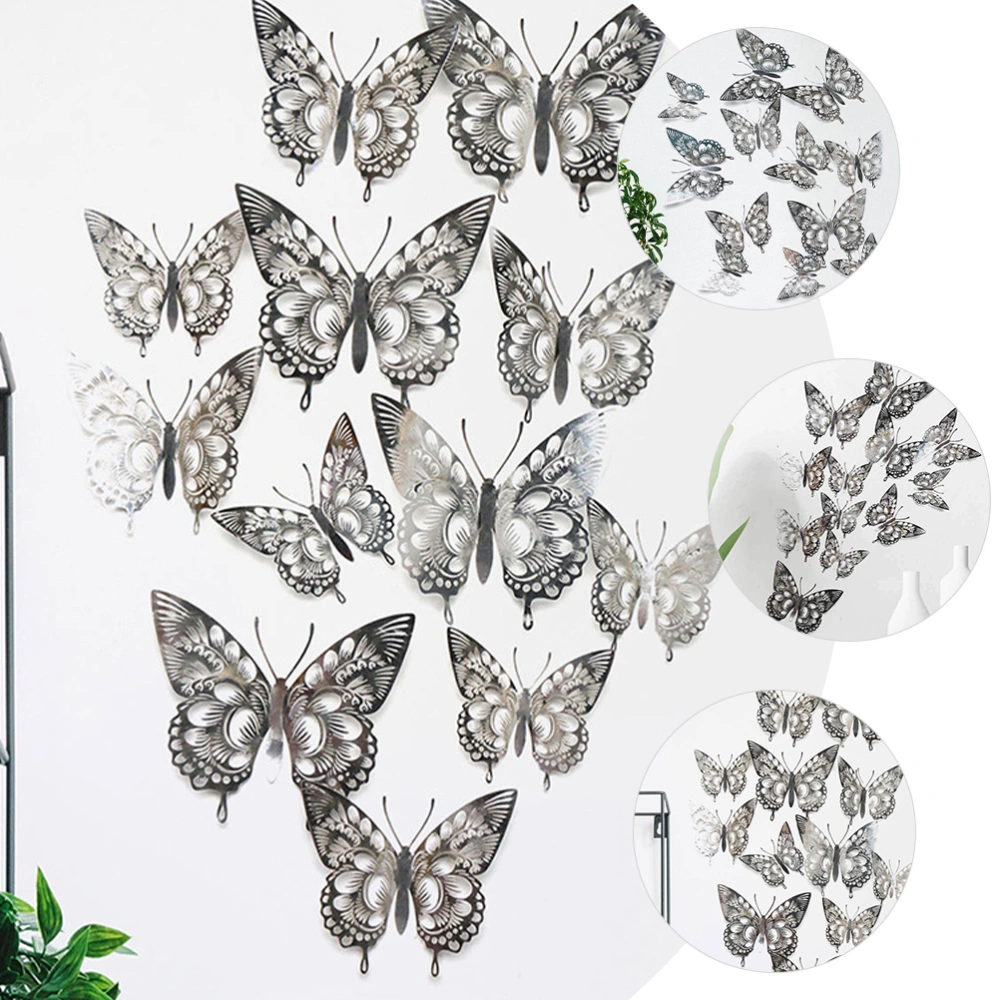 24pcs Butterflies Wall Stickers Glitter Wall Decals Art Decor Crafts Butterfly Wall Art Stickers